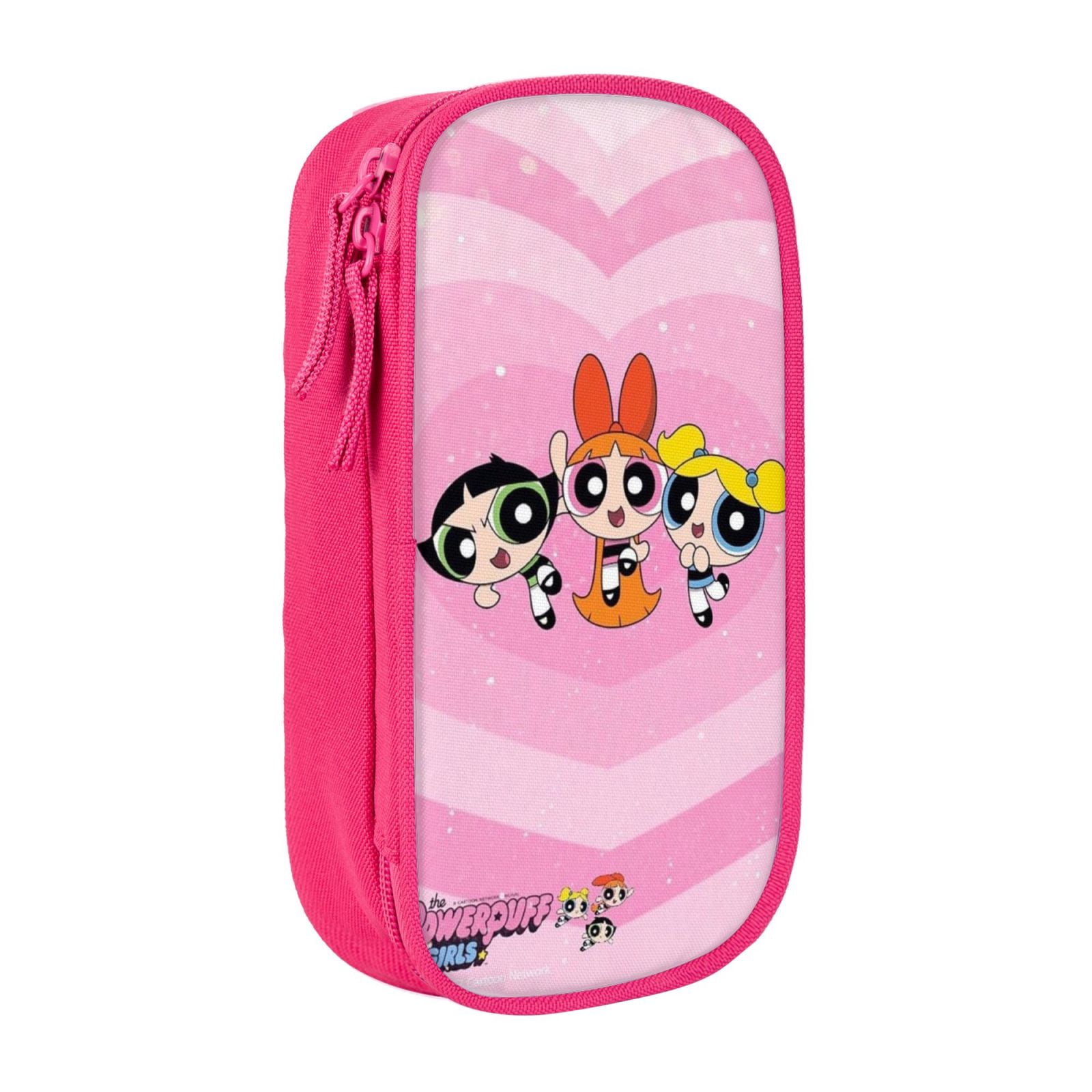 The Powerpuff Gi-rls Pencil Case Large Capacity Pencil Pouch Penbag Office Stationery Organizer Travel Makeup Bag Pink