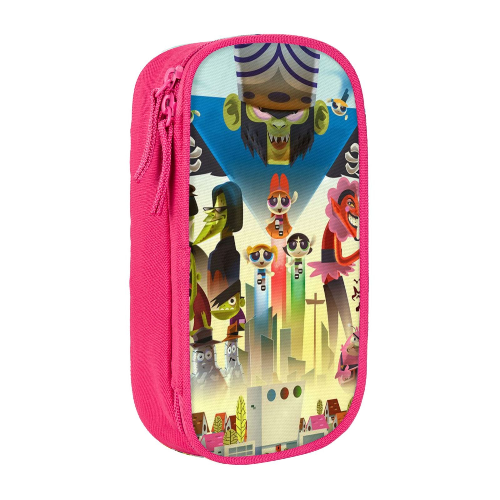The Powerpuff Gi-rls Pencil Case Large Capacity Pencil Pouch Penbag Office Stationery Organizer Travel Makeup Bag Pink