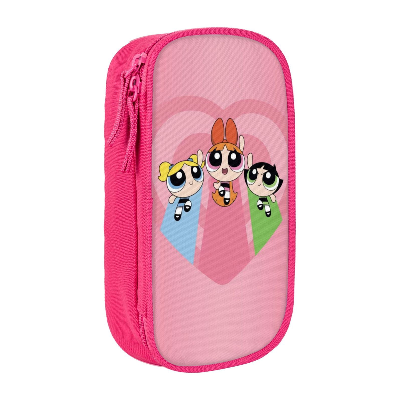 The Powerpuff Gi-rls Pencil Case Large Capacity Pencil Pouch Penbag Office Stationery Organizer Travel Makeup Bag Pink