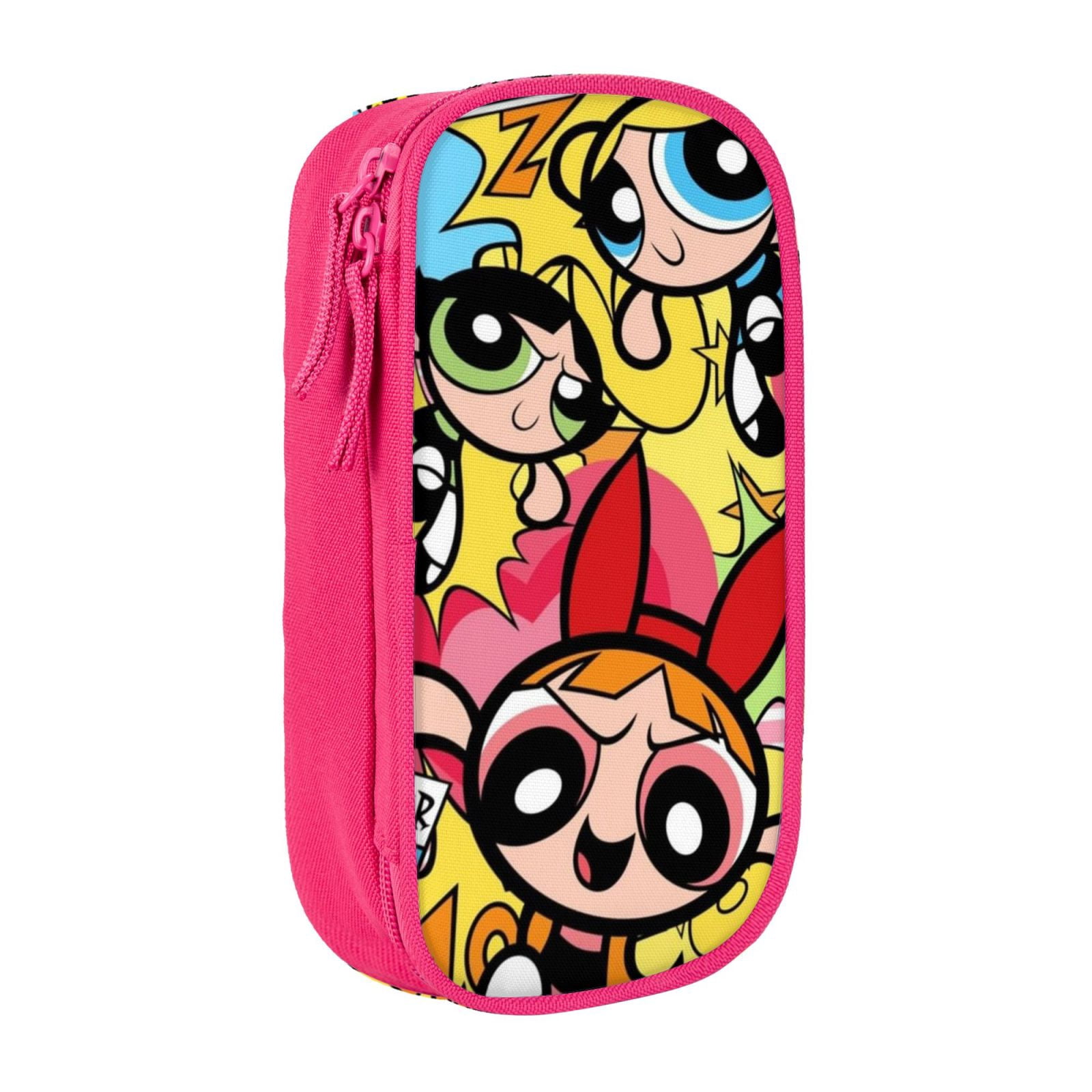 The Powerpuff Gi-rls Pencil Case Large Capacity Pencil Pouch Penbag Office Stationery Organizer Travel Makeup Bag Pink