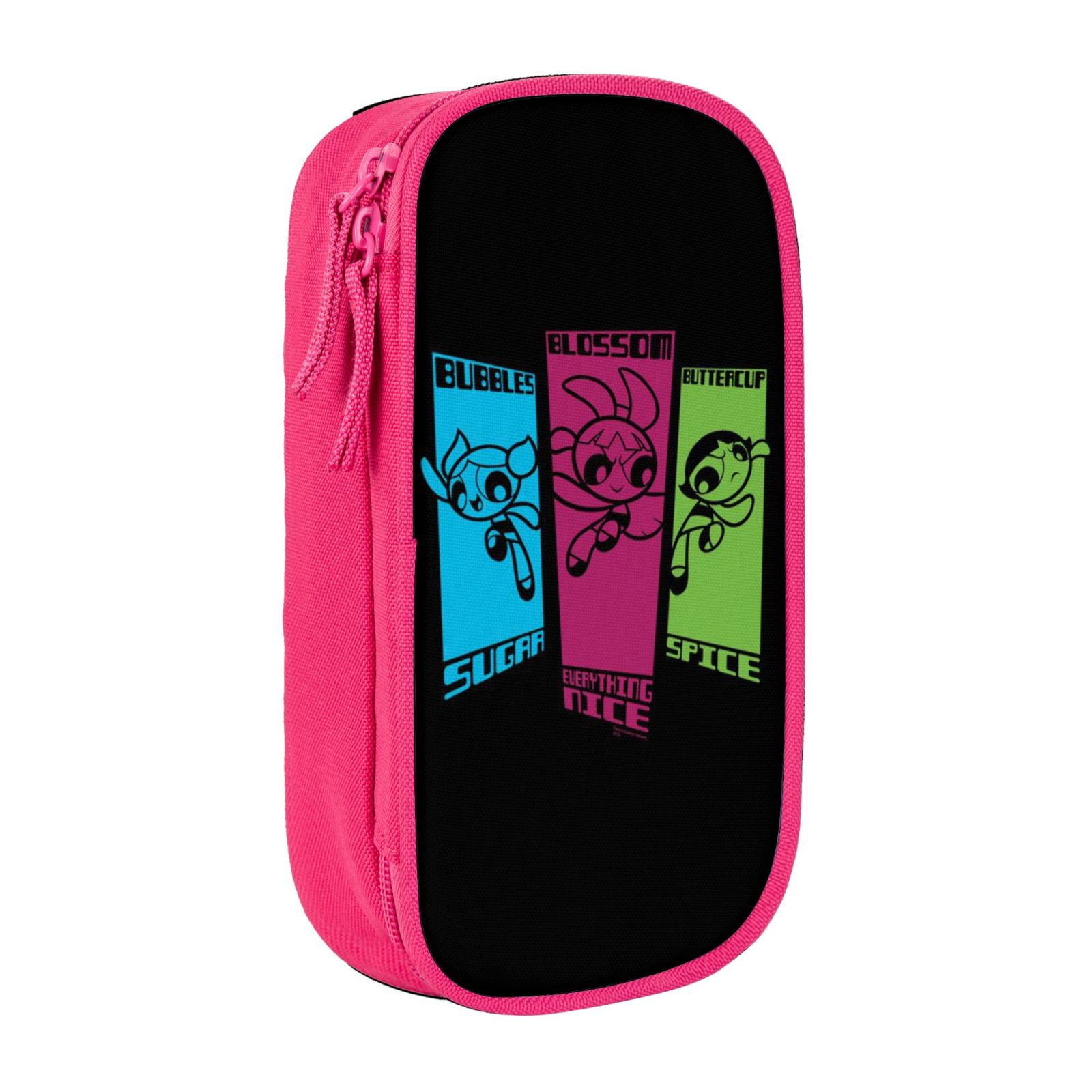 The Powerpuff Gi-rls Pencil Case Large Capacity Pencil Pouch Penbag Office Stationery Organizer Travel Makeup Bag Pink