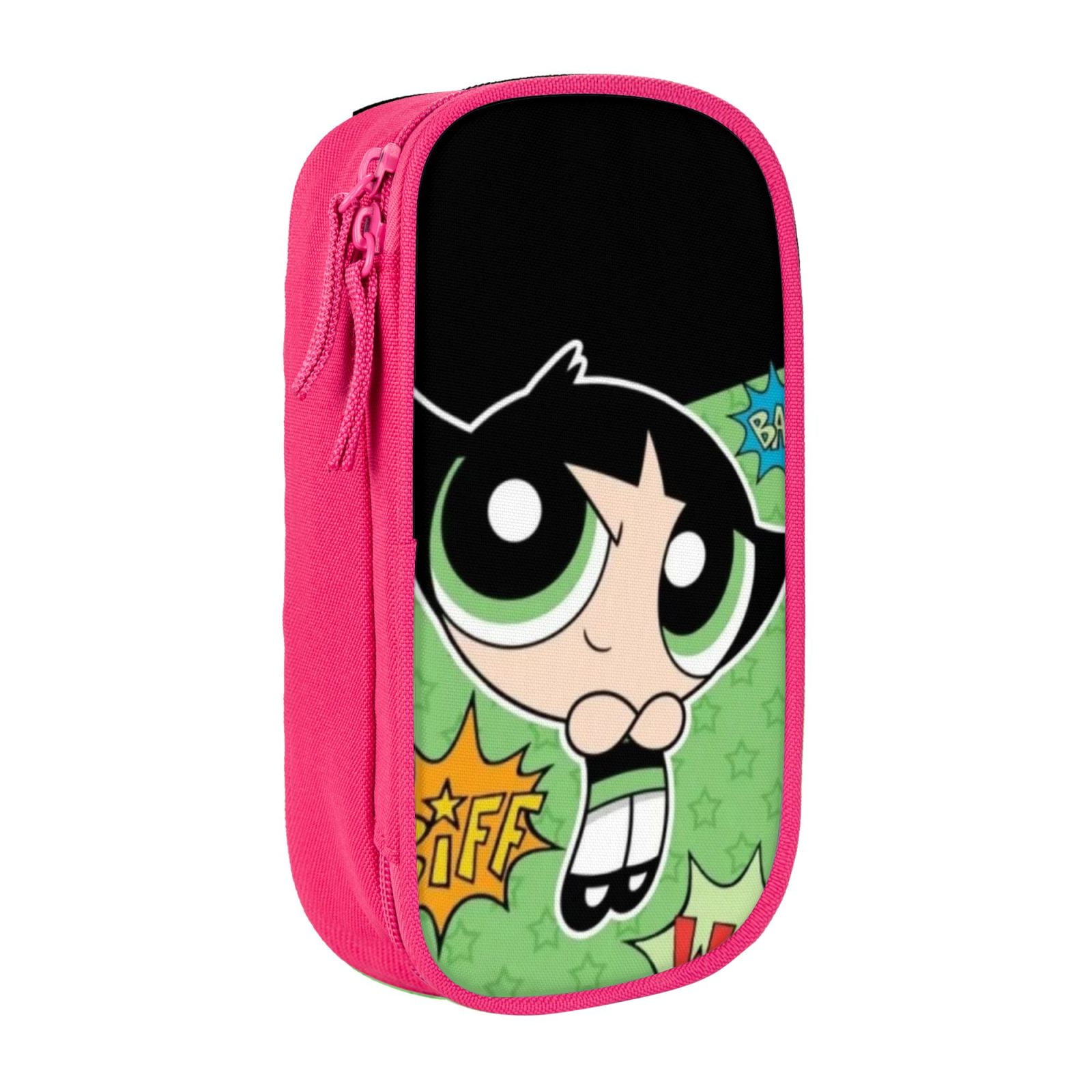 The Powerpuff Gi-rls Pencil Case Large Capacity Pencil Pouch Penbag Office Stationery Organizer Travel Makeup Bag Pink