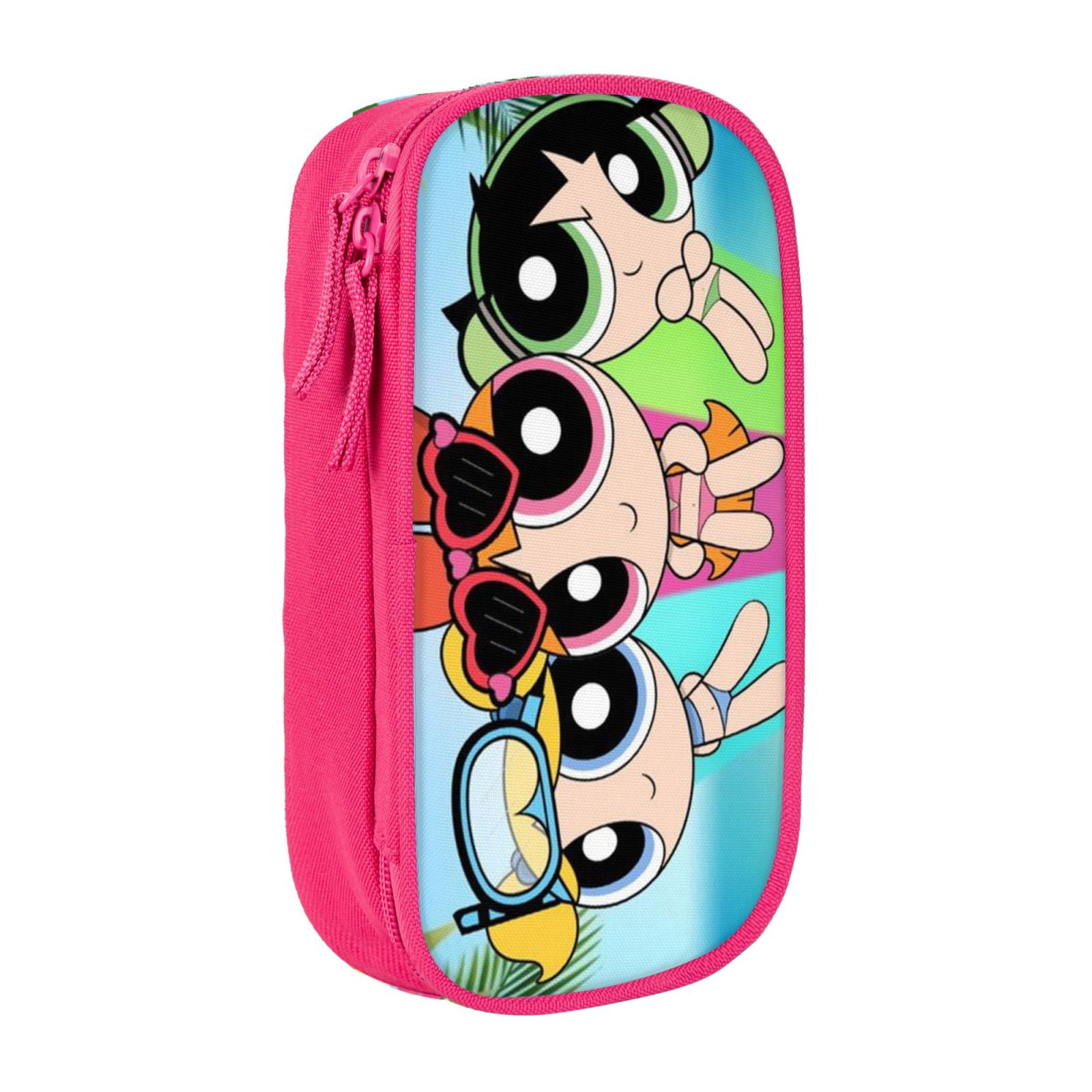 The Powerpuff Gi-rls Pencil Case Large Capacity Pencil Pouch Penbag Office Stationery Organizer Travel Makeup Bag Pink