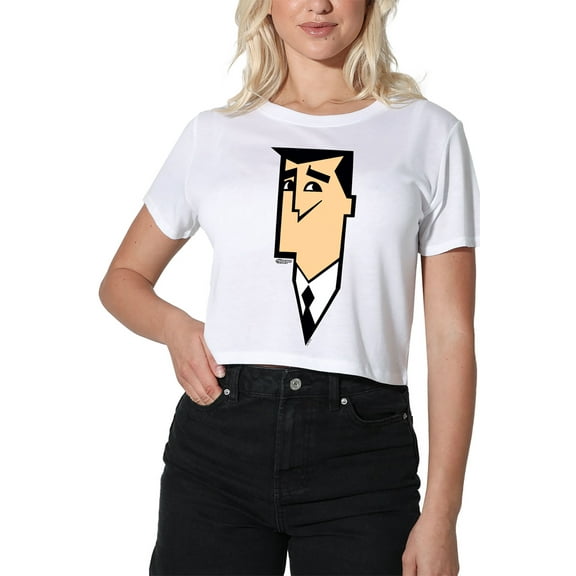 The Powerpuff Girls Professor Utonium Face Women's Crop Top T-Shirt, White, Small