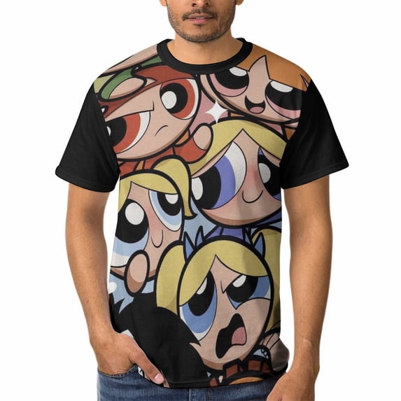 The Powerpuff Girls Shirts Men's Short Sleeve Printed T-Shirt Graphic Comfortable Tee Tops Summer Blouse 3XL