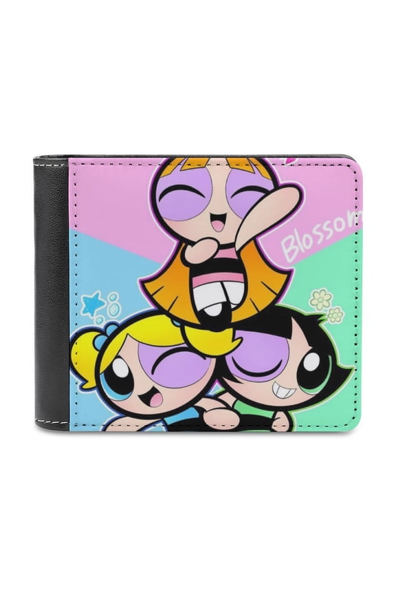The Powerpuff Girls Slim Bifold Wallet Purse Leather Wallets for Men Women Card Holder Wallets - Thin & Stylish