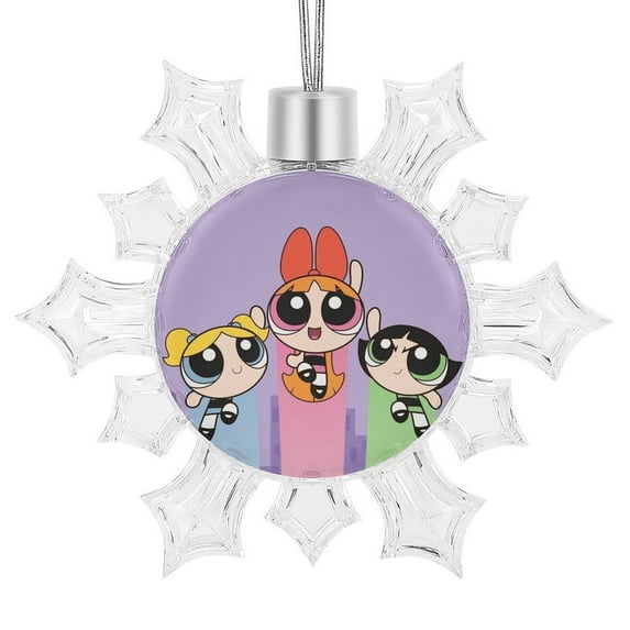 The Powerpuff Girls Snowflake Pendant Christmas Party Decorations Snowflake Ornaments for Winter Christmas Tree Window Decor