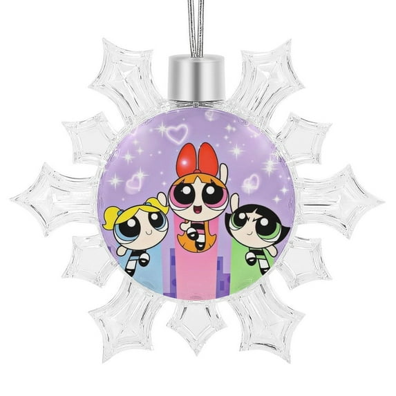 The Powerpuff Girls Snowflake Pendant Christmas Party Decorations Snowflake Ornaments for Winter Christmas Tree Window Decor