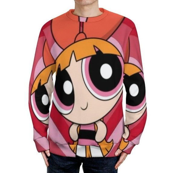 The Powerpuff Girls Sweater Long Sleeve Round Neck Pullover Jumper Fall Winter Clothes Print Tops Blouse S