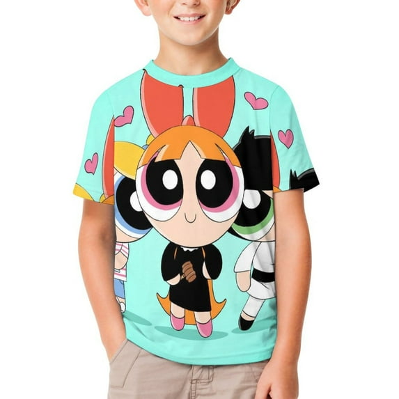 The Powerpuff Girls T-Shirts for Boys Girls, Kids 3D Print Short Sleeve, Unisex Crew Neck Tee Shirts for Youth