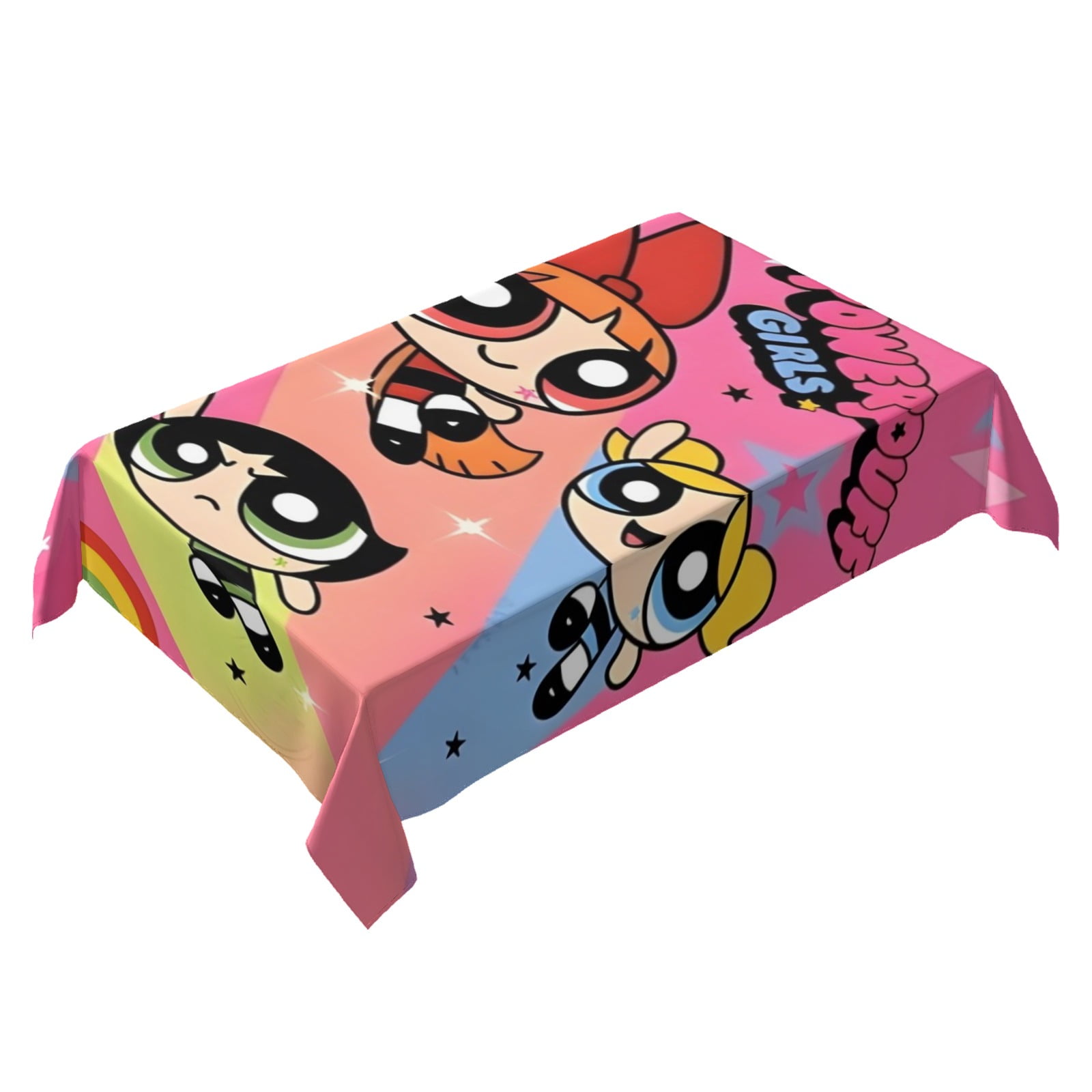 The Powerpuff Girls Themed Square Tablecloth 54 * 72 Inches Durable Stylish