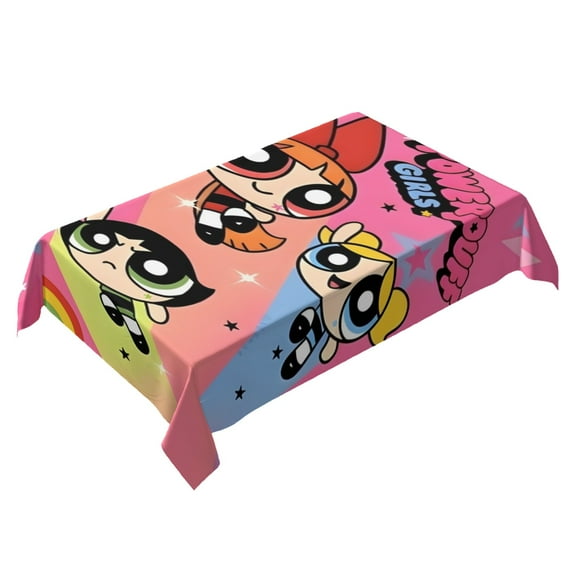 The Powerpuff Girls Themed Square Tablecloth 54 * 72 Inches Durable Stylish