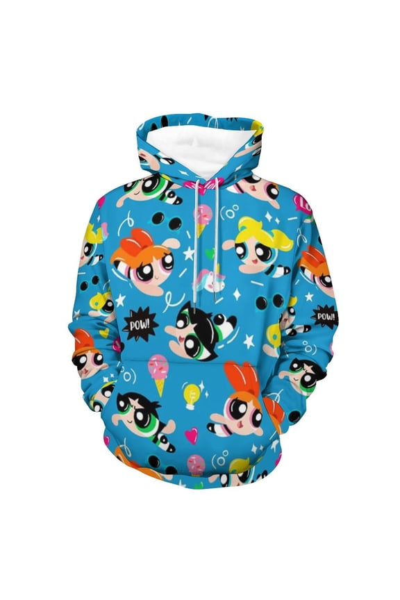 The Powerpuff Girls Unisex Adult Hoodie Casual Hooded Sweatshirt Pullover Novelty 3D Printed Sweater Jacket 2XL