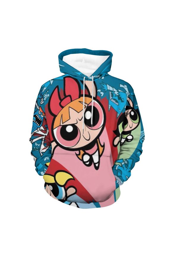 The Powerpuff Girls Unisex Adult Hoodie Casual Hooded Sweatshirt Pullover Novelty 3D Printed Sweater Jacket 3XL