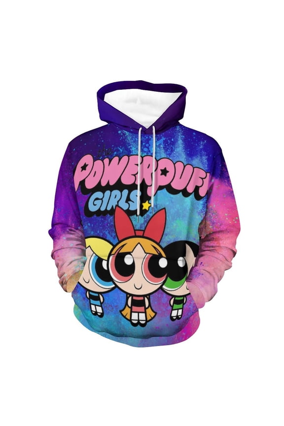 The Powerpuff Girls Unisex Adult Hoodie Casual Hooded Sweatshirt Pullover Novelty 3D Printed Sweater Jacket L