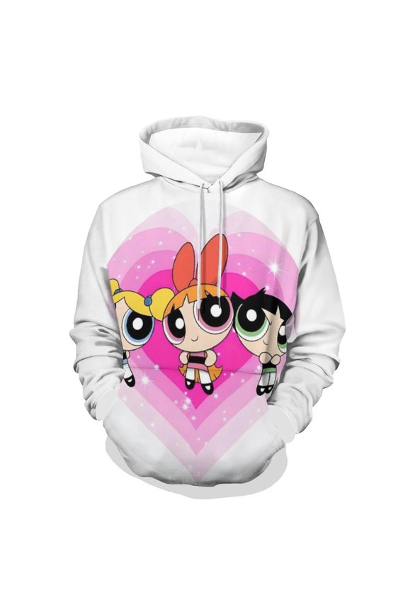 The Powerpuff Girls Unisex Adult Hoodie Casual Hooded Sweatshirt Pullover Novelty 3D Printed Sweater Jacket L