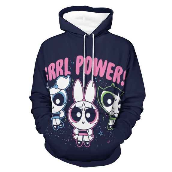 The Powerpuff Girls Unisex Adult Hoodie Casual Hooded Sweatshirt Pullover Novelty 3D Printed Sweater Jacket L