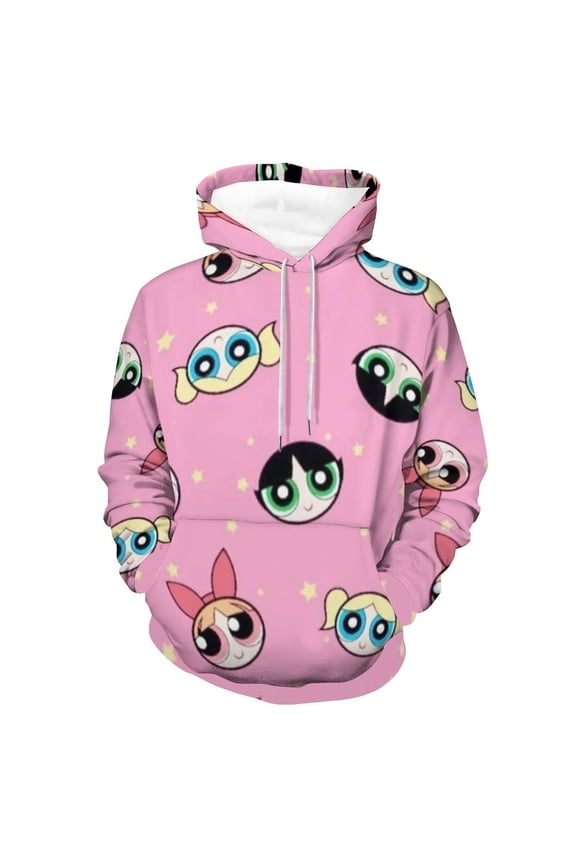 The Powerpuff Girls Unisex Adult Hoodie Casual Hooded Sweatshirt Pullover Novelty 3D Printed Sweater Jacket M