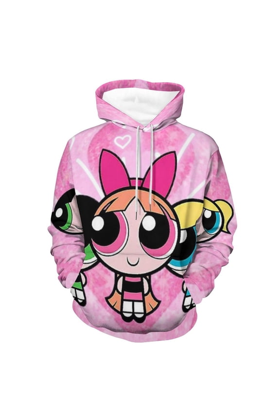 The Powerpuff Girls Unisex Adult Hoodie Casual Hooded Sweatshirt Pullover Novelty 3D Printed Sweater Jacket M