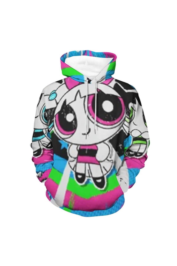 The Powerpuff Girls Unisex Adult Hoodie Casual Hooded Sweatshirt Pullover Novelty 3D Printed Sweater Jacket S