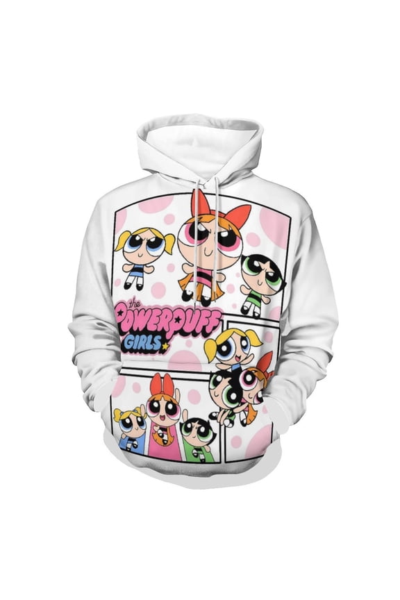 The Powerpuff Girls Unisex Adult Hoodie Casual Hooded Sweatshirt Pullover Novelty 3D Printed Sweater Jacket XL