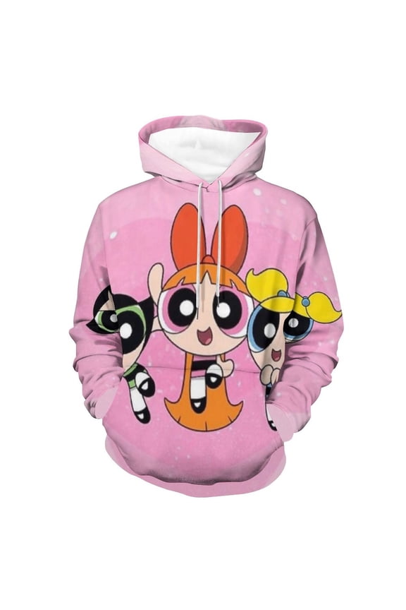 The Powerpuff Girls Unisex Adult Hoodie Casual Hooded Sweatshirt Pullover Novelty 3D Printed Sweater Jacket XL