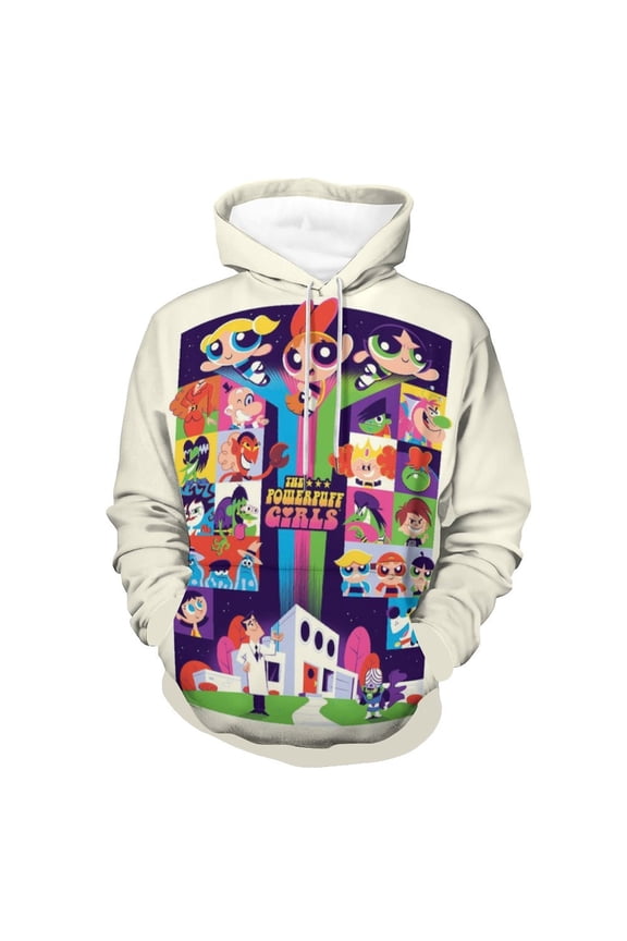 The Powerpuff Girls Unisex Adult Hoodie Casual Hooded Sweatshirt Pullover Novelty 3D Printed Sweater Jacket XL