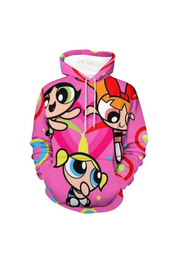 The Powerpuff Girls Unisex Adult Hoodie Casual Hooded Sweatshirt Pullover Novelty 3D Printed Sweater Jacket XL