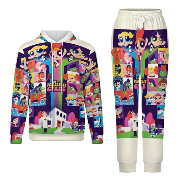 The Powerpuff Girls Unisex Adult Sweatsuits Hoodie & Sweatpants Long Sleeve Hooded Sweatshirt Matching Joggers Tracksuit Sets L