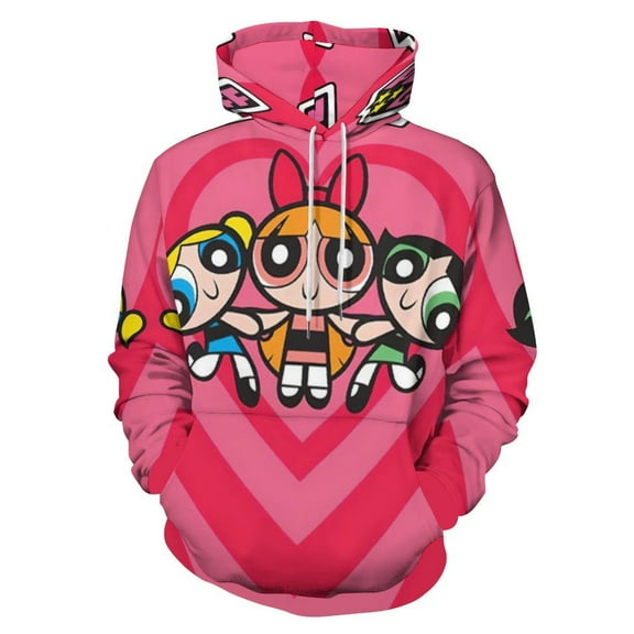 The Powerpuff Girls Unisex Sweatshirts Loose Pullover Sweater Hooded Hoodie 3D Printing Jacket Winter Fall Clothes S