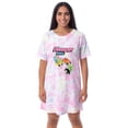 thumbnail image 1 of The Powerpuff Girls Women's TV Show Tie-Dye Nightgown Pajama Shirt Dress, 1 of 6