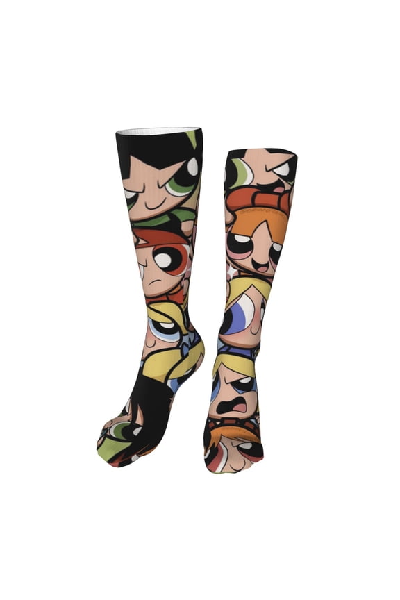 The Powerpuff Girls Womens Knee High Socks Casual Long Stockings 20 Inches Tube Socks Boot Midcalf Stocking