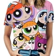 thumbnail image 1 of The Powerpuff Girls Womens T-Shirt Round Neck Short Sleeve Tee Shirts Summer Breathable Tops Blouse 3XL, 1 of 8