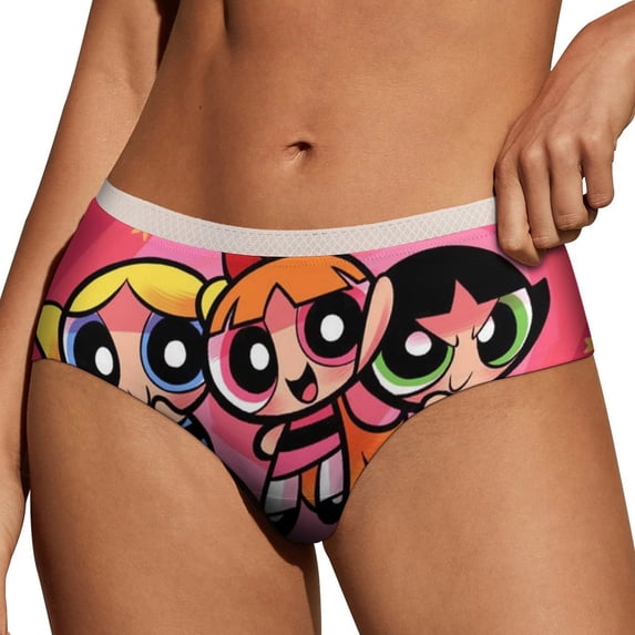 The Powerpuff Girls Womens Underwear Soft Breathable Brief Lace Panty Stretch Hipster Underpants Ladies Panties M