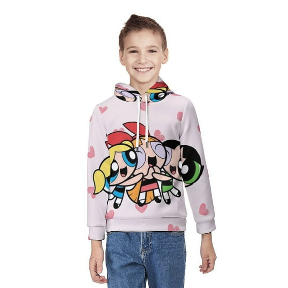 The Powerpuff Girls Youth Hoodies Boys Girls 3D Printed Sweatshirt Fall Winter Clothes Long Sleeves Pullover Sweater M