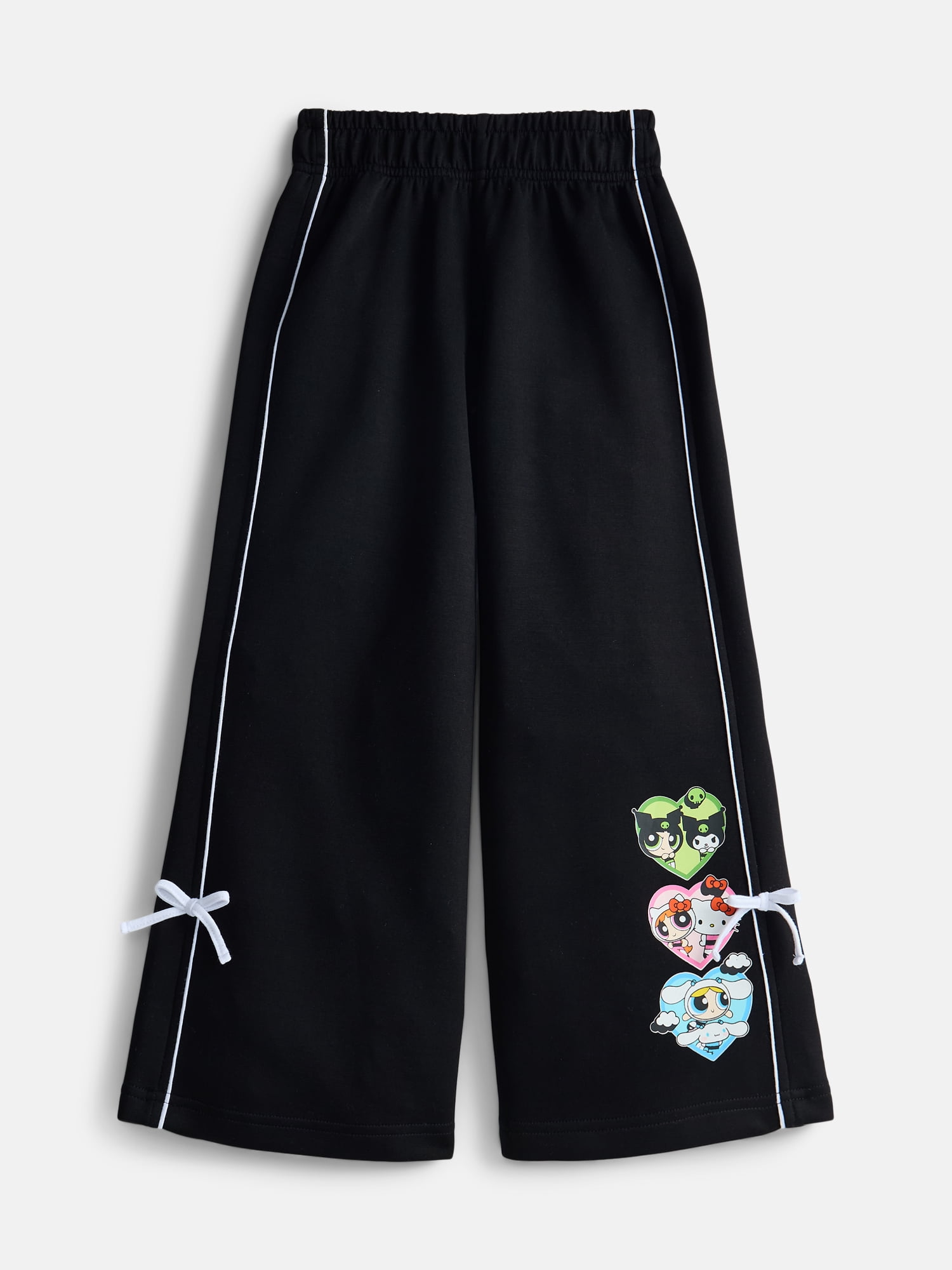 The Powerpuff Girls x Hello Kitty and Friends Girl’s Heart Trio Fleece Wide Leg Sweatpants, Sizes 4-16
