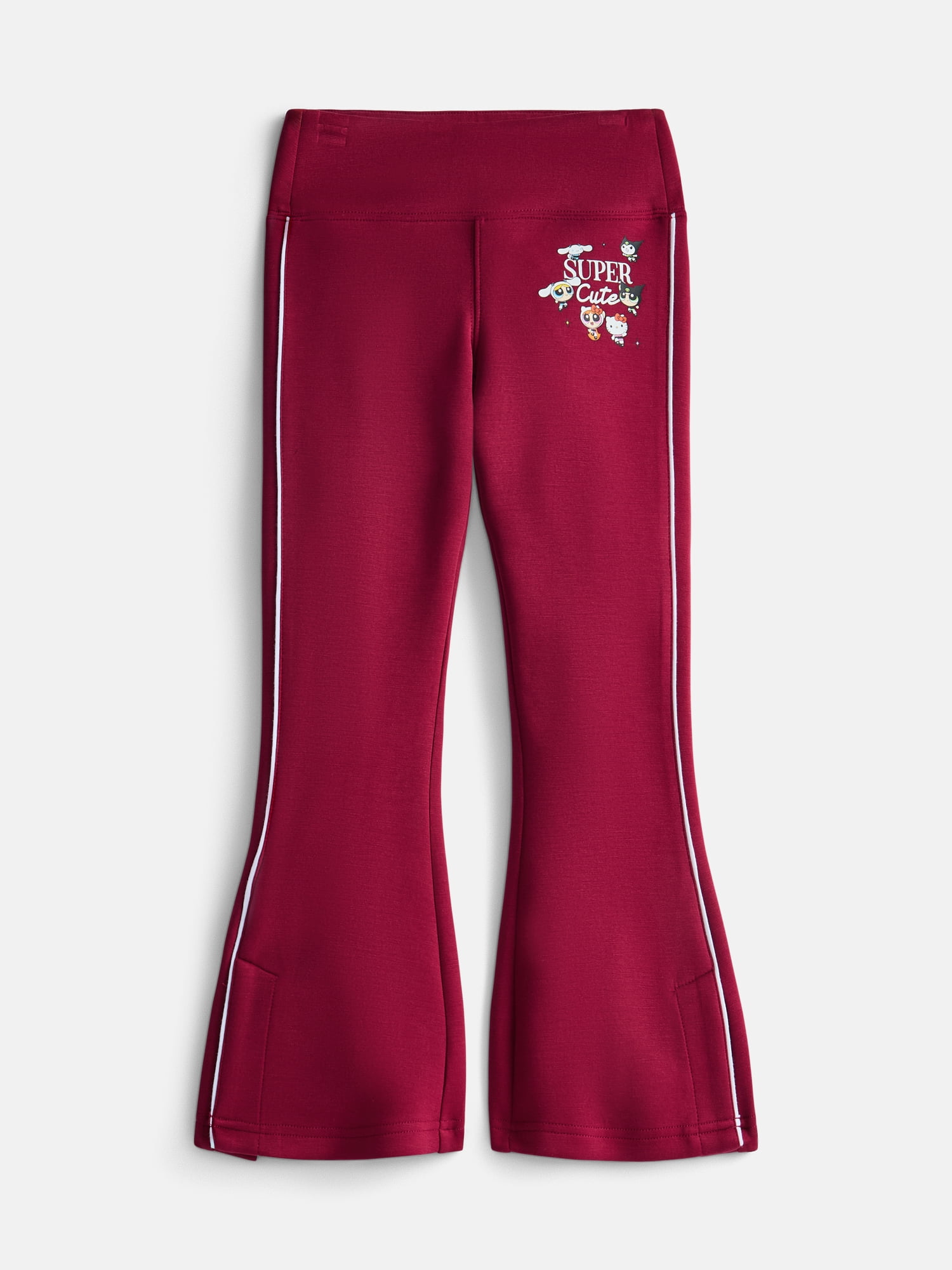 The Powerpuff Girls x Hello Kitty Girl’s Super Cute Fleece Flared Sweatpants, Sizes 4-16