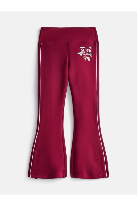 The Powerpuff Girls x Hello Kitty Girl’s Super Cute Fleece Flared Sweatpants, Sizes 4-16