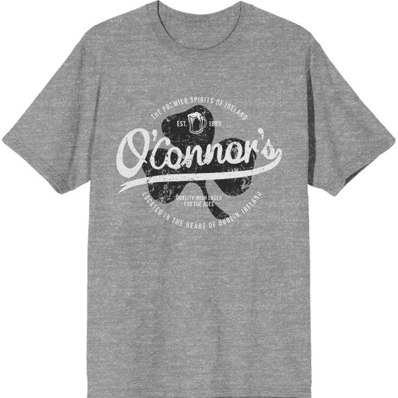 The Premier Spirits of Ireland Adult Heather Gray Crew Neck Short Sleeve Tee-Medium