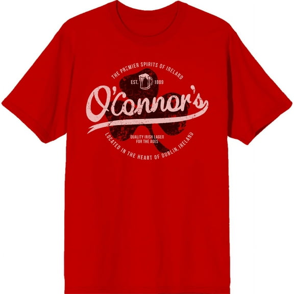 The Premier Spirits of Ireland Adult Red Crew Neck Short Sleeve Tee-Large