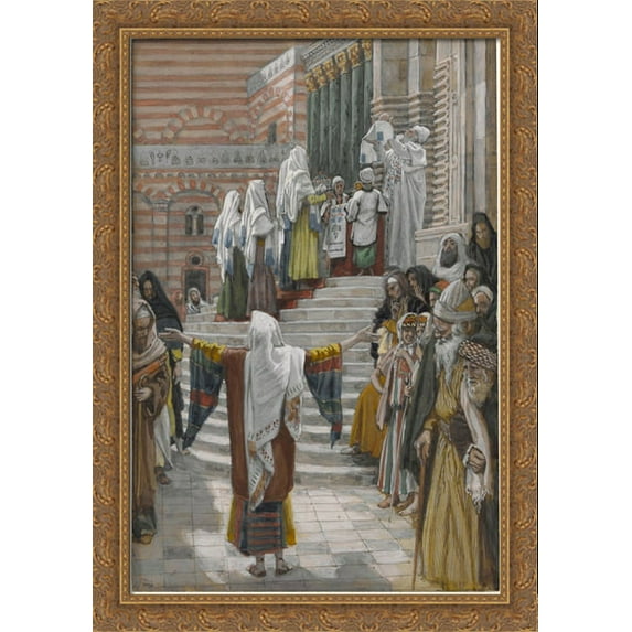 The Presentation of Jesus in the Temple 28x40 Large Gold Ornate Wood Framed Canvas Art by James Tissot