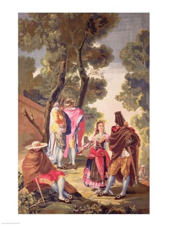 The Pretty Woman and the Masked Men Canvas Art - Francisco De Goya (24 x 36)