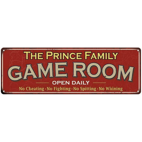 The Prince Family Red Game Room Metal 8x24 Sign 108240038542