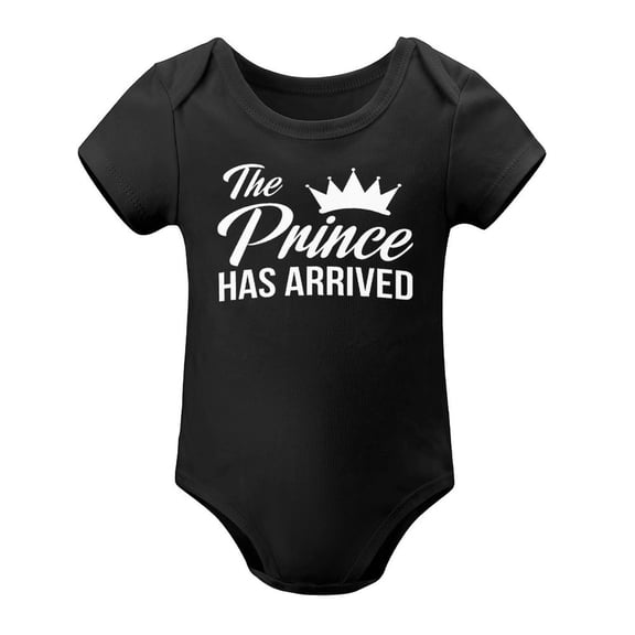 The Prince Has Arrived - Baby Clothes - Funny Newborn Bodysuit Outfits for Boys Black-style 9months