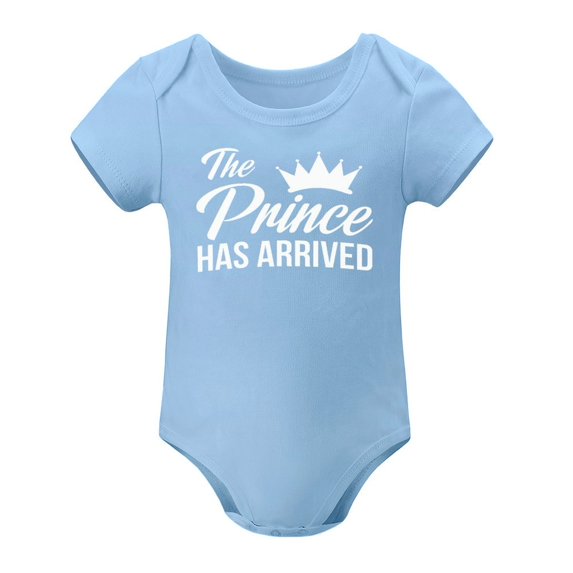The Prince Has Arrived - Baby Clothes - Funny Newborn Bodysuit Outfits for Boys Sky Blue-style 6months