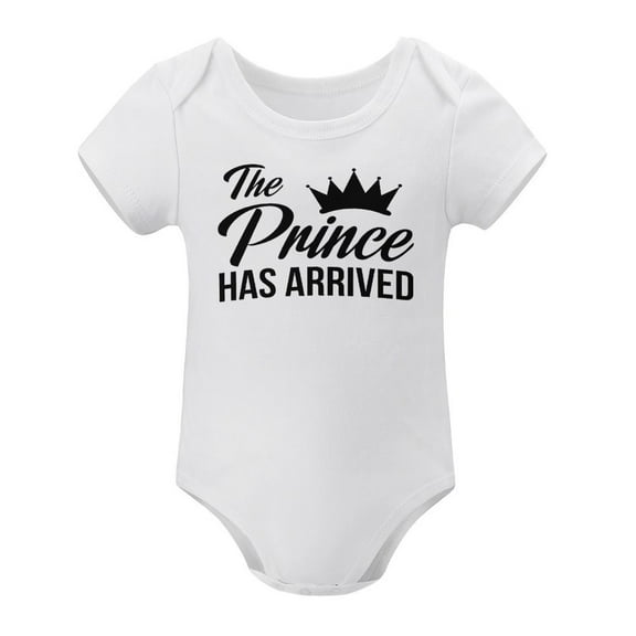 The Prince Has Arrived - Baby Clothes - Funny Newborn Bodysuit Outfits for Boys White-style-1 3months