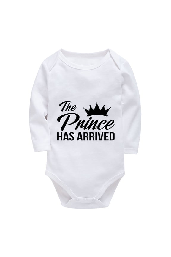 The Prince Has Arrived Onesie Romper Baby Boy Long Sleeve Boy Summer Romper White Boy Romper 18-24 Months