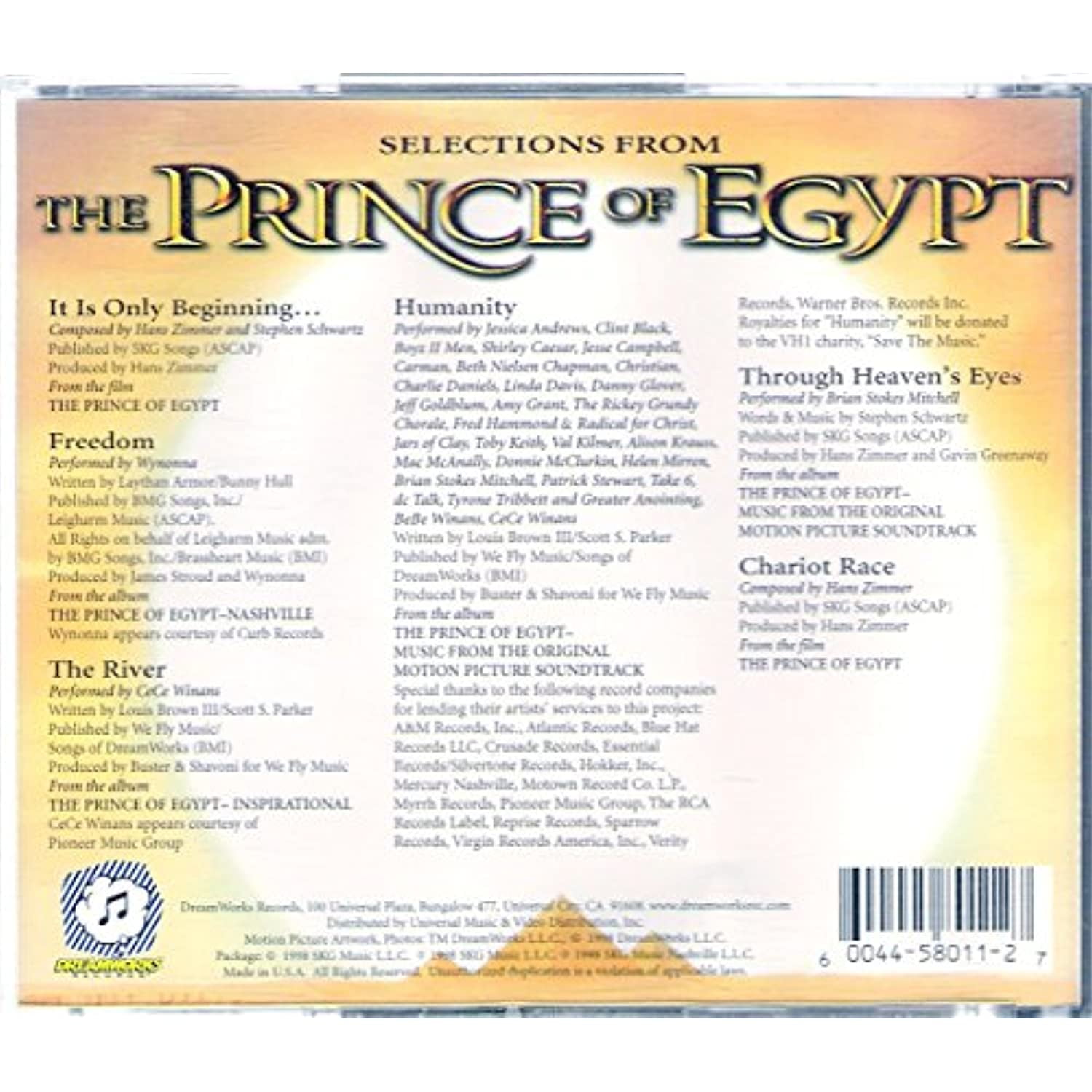 Pre-Owned Various - The Prince of Egypt Collector's Edition Music CD ...