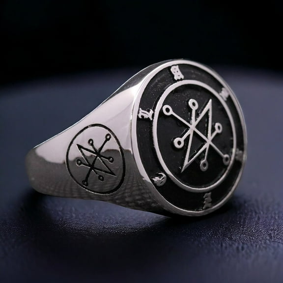 The Prince of Fallen Angels Azazel Ring, Azazel Ring, Signet of Azazel Silver Ring, Silver 925 Black Enamel Ring, Best Gifts Jewelry KCR034