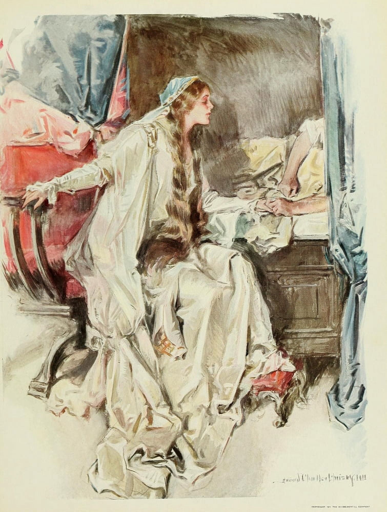 The Princess 1911 Princess at bedside Canvas Art - Howard Chandler Christy (18 x 24)